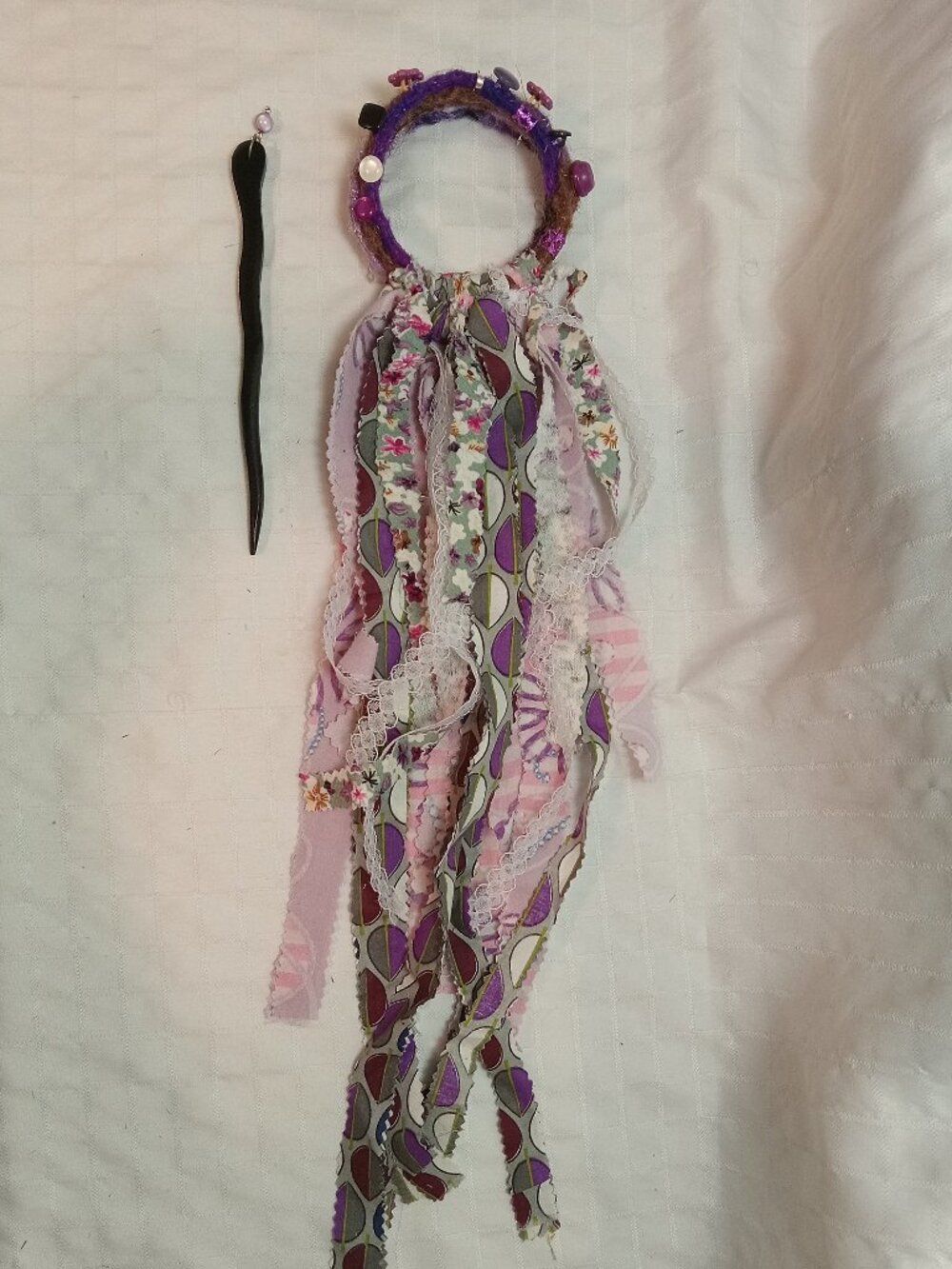 One of a kind round dreads /hair wrap made of synthetic dreads & pic